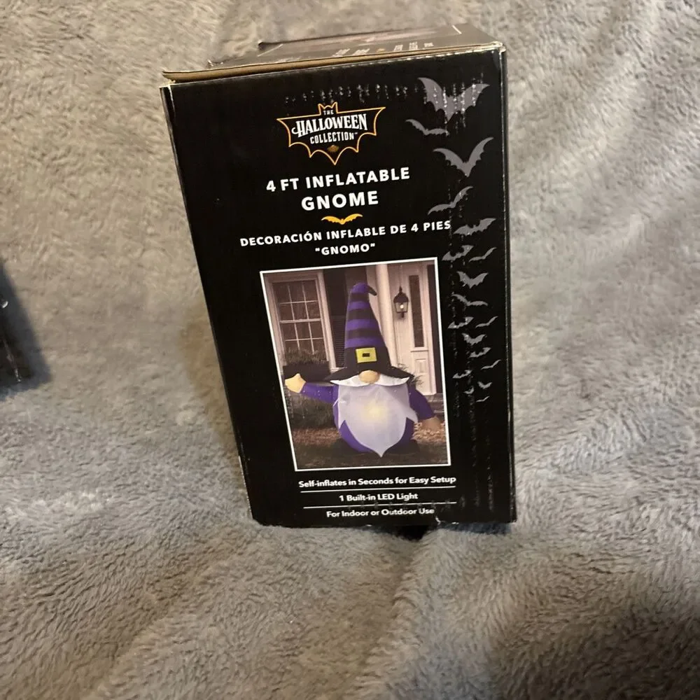 NIB 4 FT Inflatable Light Up Gnome Purple Halloween Collection Outdoor Indoor